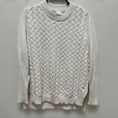 ELLE アイボリー ケーブルニットセーター L