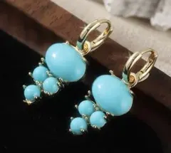 【存在感際立つ】ターコイズドロップピアス｜ボリュームデザイン