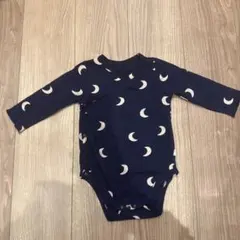 ※２４時間限で値下げ！ネイビー 月模様 長袖ロンパース 75cmまで