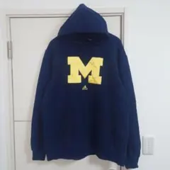 adidas パーカー ミシガン大学 カレッジ古着 刺繍ロゴ