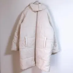 【MOSAiQUE】（F）スタンドカラーフード付きミドル丈ダウンジャケット/無地