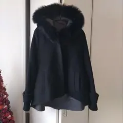 ルイルエ　ブティック　フォックス　ファー　　黒 　 アウター　ウール100%