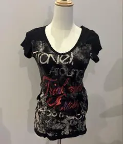 平成ギャル y2k グランジTシャツ ダメージ加工キラキラ ストーン