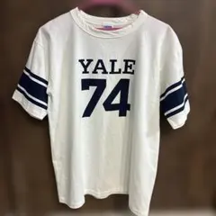 Champion スリーブフットボールTシャツ WHITE YALE