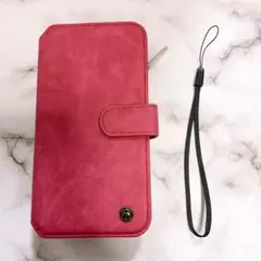 GALAXY S21 Android ケース レッド 手帳型 分離式 財布型