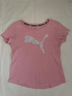 PUMA プーマ キッズ Tシャツ 150 ピンク ビッグロゴ 女の子 スポーツ