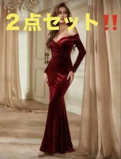 ２点セット‼️オフショルダー ドレス ベルベット