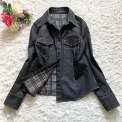 極美品■バーバリーロンドン　ノバチェック裏地　デニムジャケット　大きいサイズ46