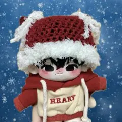 20センチぬいぐるみ用 サンタ ねこ耳 ニット帽 クリスマス ハンドメイド