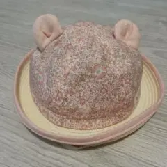 バースデイ ベビー 帽子 クマ耳 花柄 綿100%