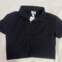 H&M ブラック ショート丈　半袖ポロシャツ