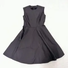 美品】YOKO CHAN サテンフレアワンピース 膝丈38 黒ヨーコチャンM