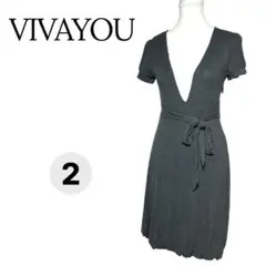 VIVAYOU ビバユー ワンピース 半袖 グレー ドルマンスリーブ F♪