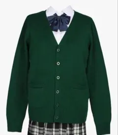 ダークグリーン Vネック カーディガン緑