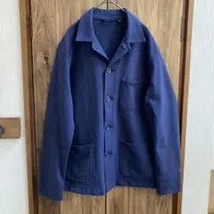 美品 UNIQLO ジャージーワークジャケット カバーオール S ネイビー 紺