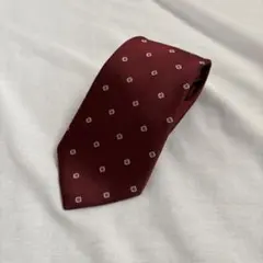 SUIT SELECT ネクタイ シルク100% ボルドー 小紋柄 ビジネス