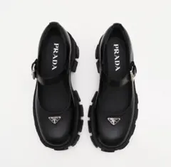 PRADA ブラックレザー メリージェーンシューズ
