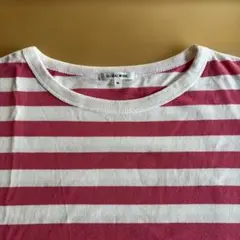 GLOBAL WORK 赤と白のストライプ 七分袖Tシャツ M