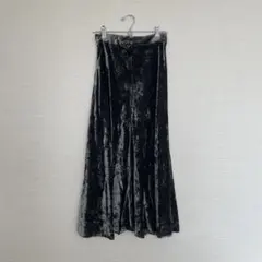 ZARA クラッシュベロア ロングフレアスカート メタルブラックのサムネイル