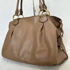 MIUMIU ミュウミュウ トートバッグ 肩掛け ブラウン 大容量 本革 レザー
