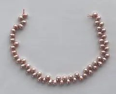 淡水パール　約4〜4.5ミリ　濃いめのピンククレオ　約17センチ