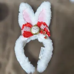 上海ディズニー　カチューシャ　ふしぎの国のアリス　白うさぎ