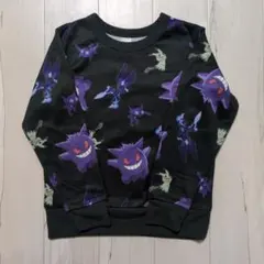 ポケモン プリント 裏起毛 黒 長袖トレーナー 140cm ブラック