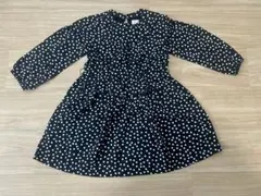 女の子　ZARA 7歳　120 黒　水玉模様 七分袖 ワンピース　発表会