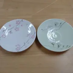 2511-22　たち吉　花柄　丸皿2枚セット