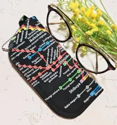 メガネケース ❦路線図❦ブラック❦メトロ❦ファストフード❦