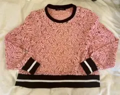 ZARA WOMAN レース長袖トップス ピンク XLサイズ
