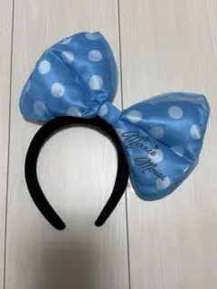 ディズニー リボン カチューシャ 水色 ブルー ミニー ドット 廃盤 レアのサムネイル