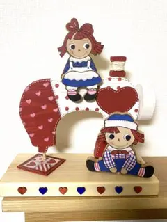 カントリー雑貨 アン＆アンディ ミシン りんごハウス 置物