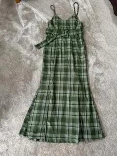 clearグリーン系チェック キャミワンピース《F》