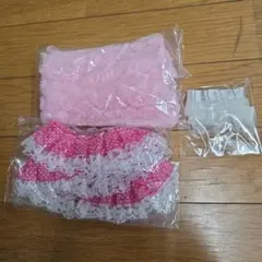 ピンクのレースフリルと花装飾レースリボン　ホワイトフリルリボン