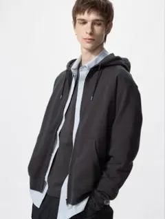 UNIQLO ユニクロ スウェットフルジップパーカ ダークグレー XL