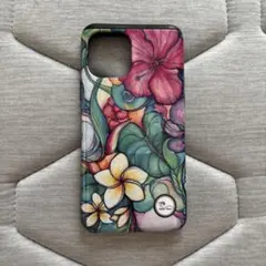 iPhone11pro ボタニカル柄 磁気エラー防止シート付き　ハワイアンのサムネイル