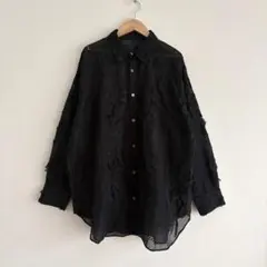 【TOLIGHT×JOURNALSTANDARD】フリンジレースシャツ　ブラックのサムネイル
