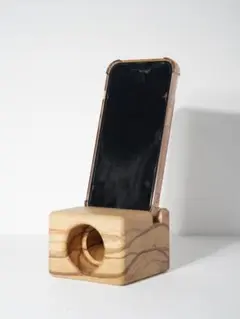 木製スマホスタンドスピーカー樫（カシ）