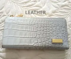 極美品LEATHER JEWELS 長財布 クロコ型押し グレーのサムネイル