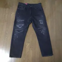RIPNDIP デニムパンツ スタッズロゴ ブラック - メルカリ