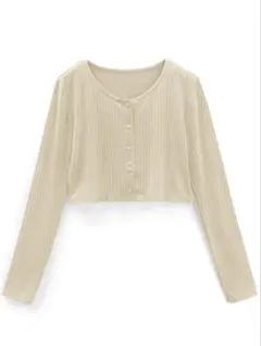 GRL 接触冷感クロップド丈リブカーディガン