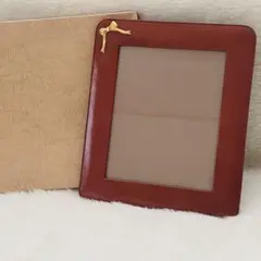 【未使用・本革】銀座和光 WAKO 写真立て 未使用 銀座和光 WAKO 革製 レザー 二つ折り写真立て フォト