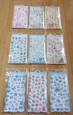 ぷくぷくシール 立体シール 3Dシール 9点セット まとめ売り