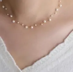 パール 二連ネックレス ステーションネックレス サージカルステンレス ゴールド