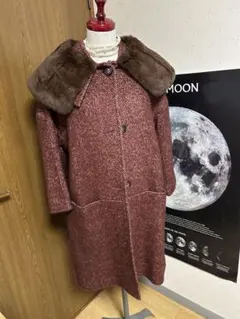 ツモリチサト⭐︎赤茶色⭐︎ラビットファー襟ヘリンボーンコート