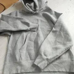 GUグレー フード付き パーカーL