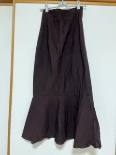 フレアロングスカート ダークブラウン