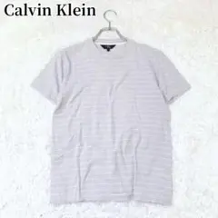 カルバンクライン ボーダー半袖Tシャツ ライトグレー シンプル カジュアル 春夏のサムネイル