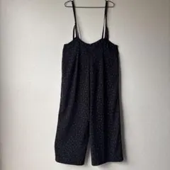 【美品★】アメリカンホリック ドット柄サロペット Lオールインワン ブラック 黒
